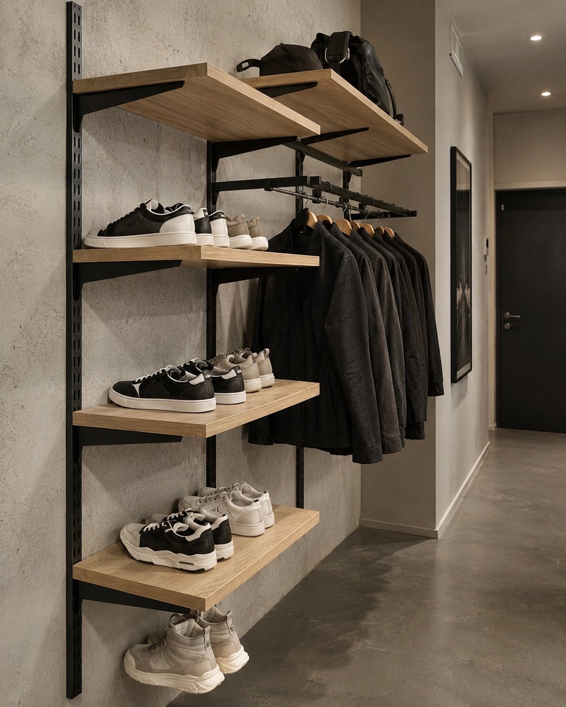 BOAXEL Wandregalsystem: Flexible und moderne Garderobe für den Flur.