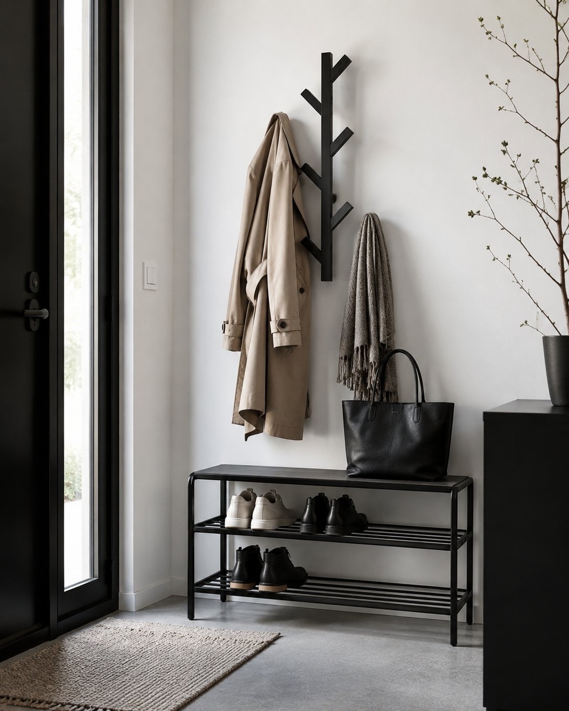 Skandinavisch-minimalistische Garderobe mit der TJUSIG Serie.